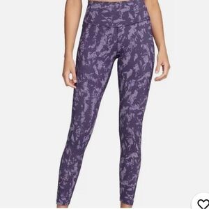 NWT Nike One Womens High Rise 7/8 Printed Leggings Purple - Small